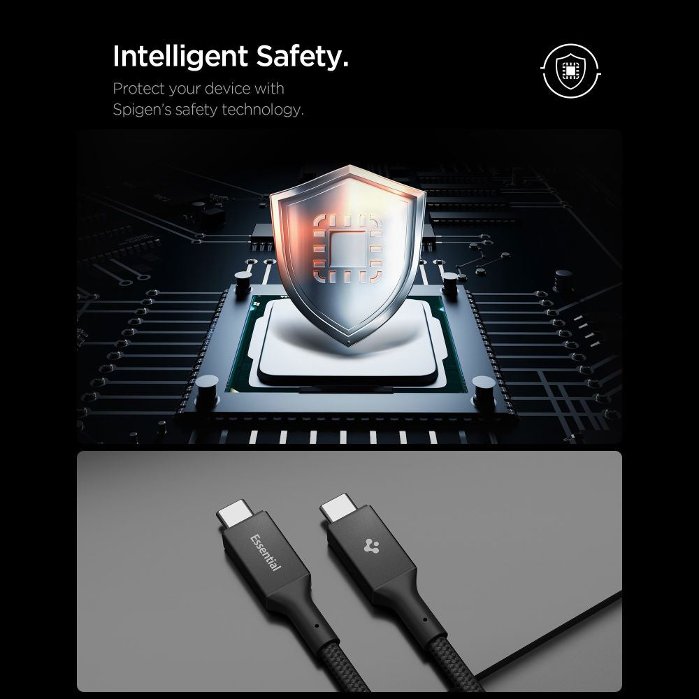Kabel do danych i ładowania USB-C - USB-C Spigen EB10010CC, 100W, 1m, Czarny ACA09459