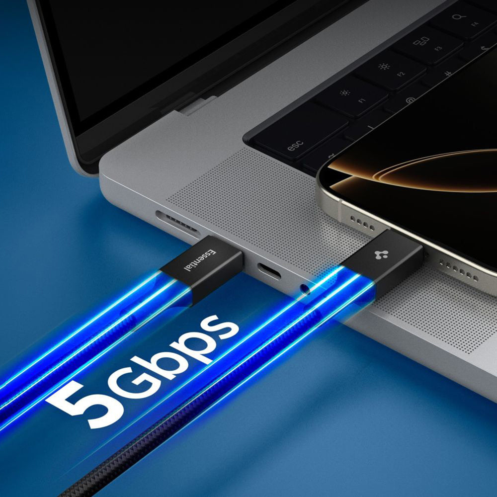 Kabel do danych i ładowania USB-C - USB-C Spigen EB10010CC, 100W, 1m, Czarny ACA09459