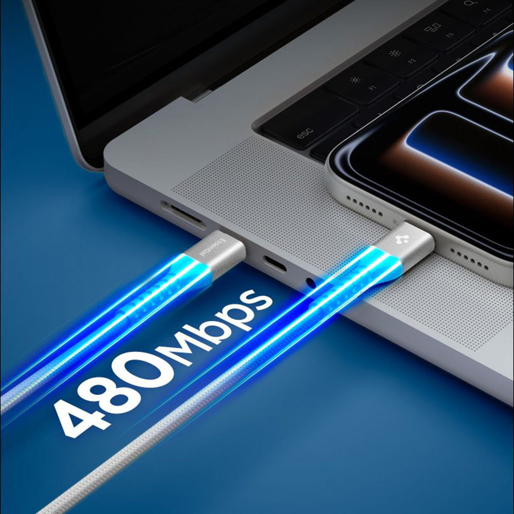 Kabel do danych i ładowania USB-C - USB-C Spigen EB10010CCA, 100W, 1m, Biały ACA11102