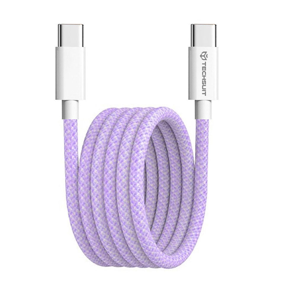 Kabel do danych i ładowania USB-C - USB-C Techsuit PCB114D, 60W, 1m, Fioletowy