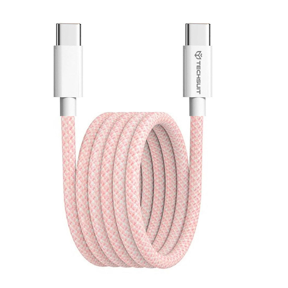 Kabel do danych i ładowania USB-C - USB-C Techsuit PCB114D, 60W, 1m, Różowy
