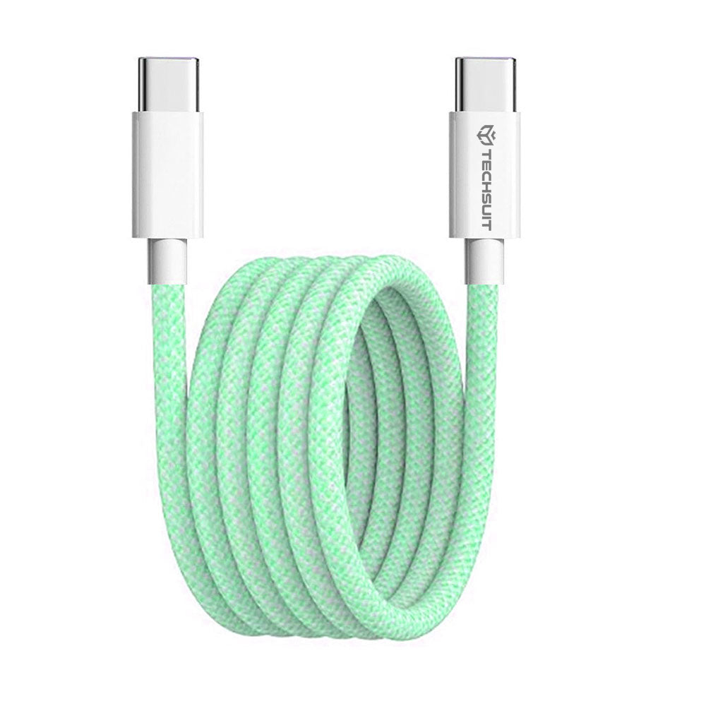 Kabel do danych i ładowania USB-C - USB-C Techsuit PCB114D, 60W, 1m, Zielony