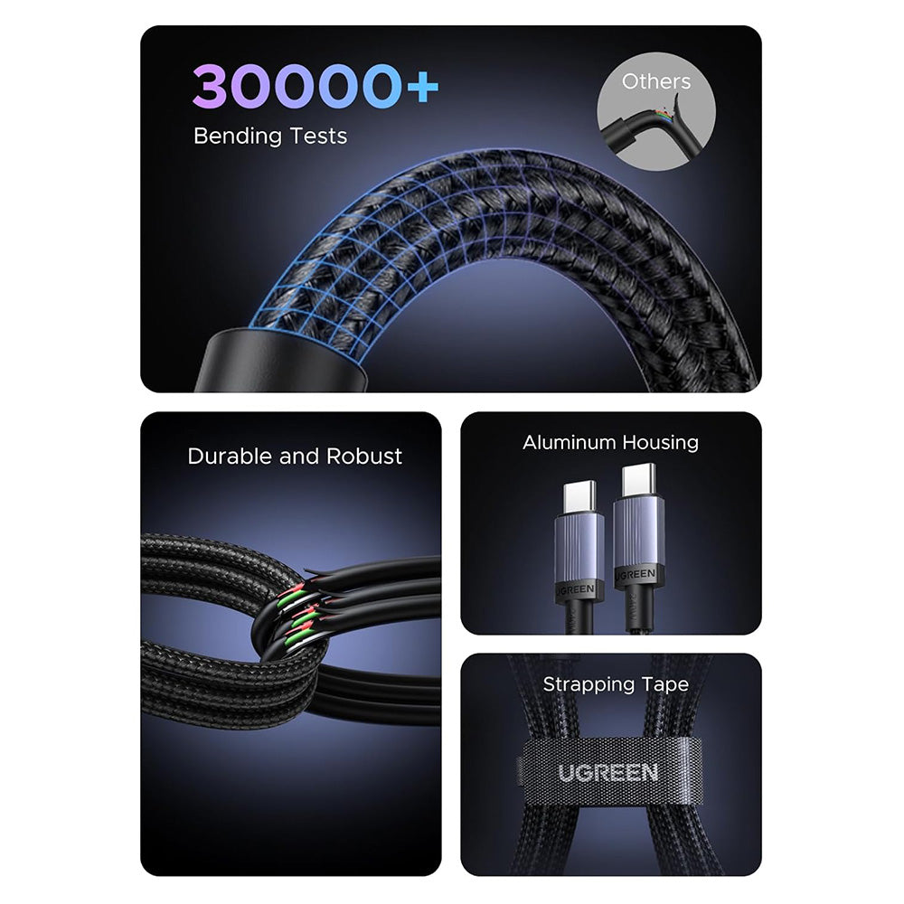 Kabel do danych i ładowania USB-C - USB-C UGREEN L532, 240W, 0.5m, Szary