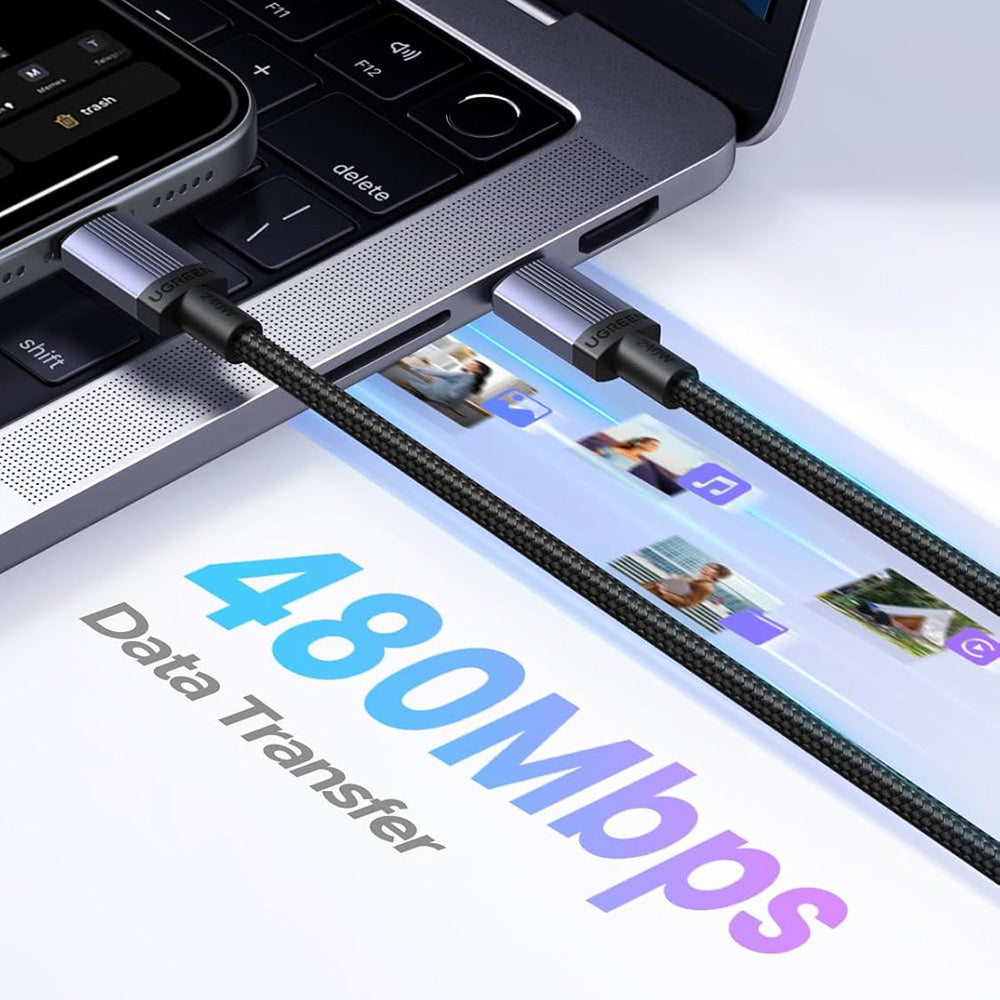 Kabel do danych i ładowania USB-C - USB-C UGREEN L532, 240W, 2m, Szary