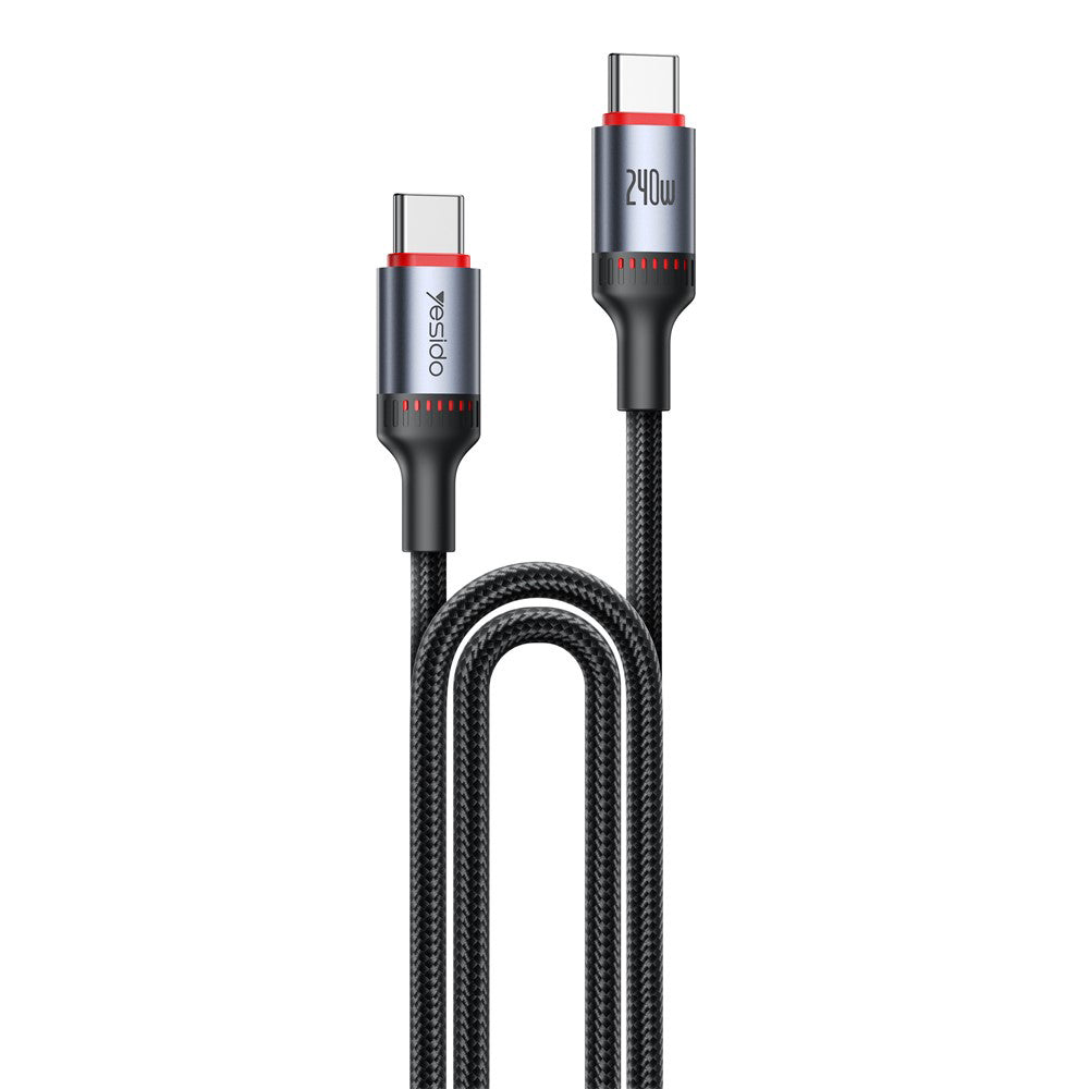 Kabel do danych i ładowania USB-C - USB-C Yesido CA186, 240W, 2m, Czarny