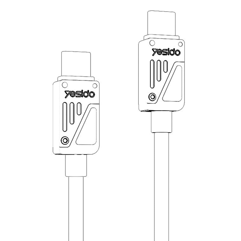 Kabel do danych i ładowania USB-C - USB-C Yesido CA196, 60W, 1.2m, Czarny