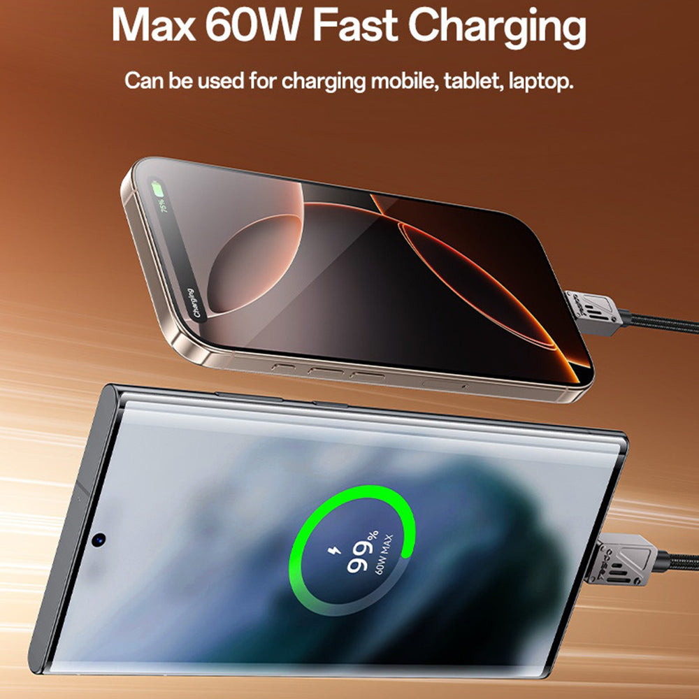 Kabel do danych i ładowania USB-C - USB-C Yesido CA196, 60W, 1.2m, Czarny