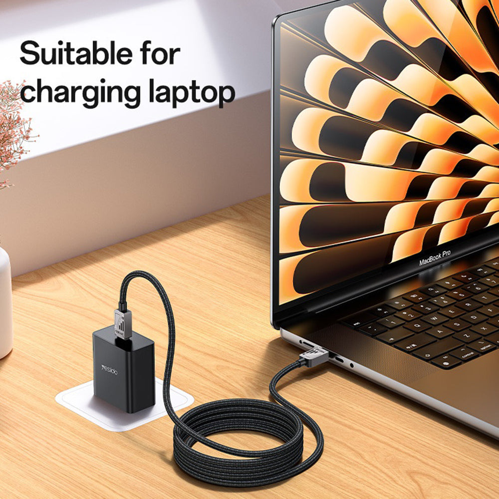 Kabel do danych i ładowania USB-C - USB-C Yesido CA196, 60W, 1.2m, Czarny