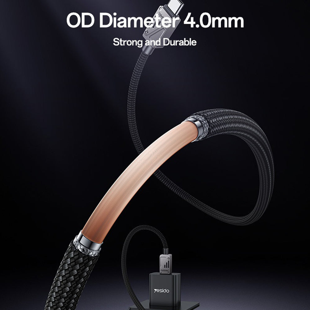 Kabel do danych i ładowania USB-C - USB-C Yesido CA196, 60W, 1.2m, Czarny