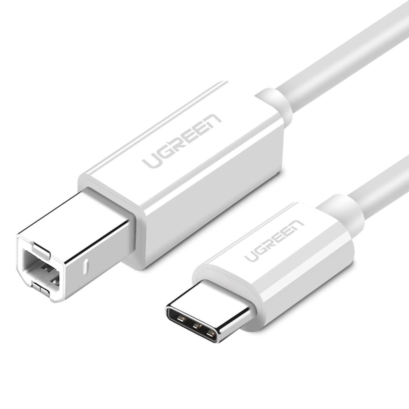 UGREEN US241 Printer Cable, USB-C to USB-B, 1.5m, White