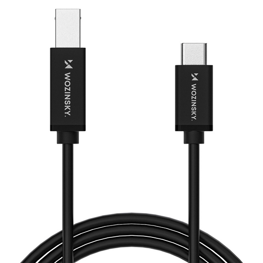Kabel do drukarki WZK WKDDY2S, USB-C - USB-B, 2m, Czarny