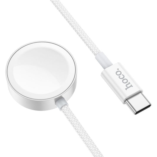 Ładowarka bezprzewodowa HOCO CW59 dla Apple Watch / Samsung Galaxy Watch Series, USB-C, Biała