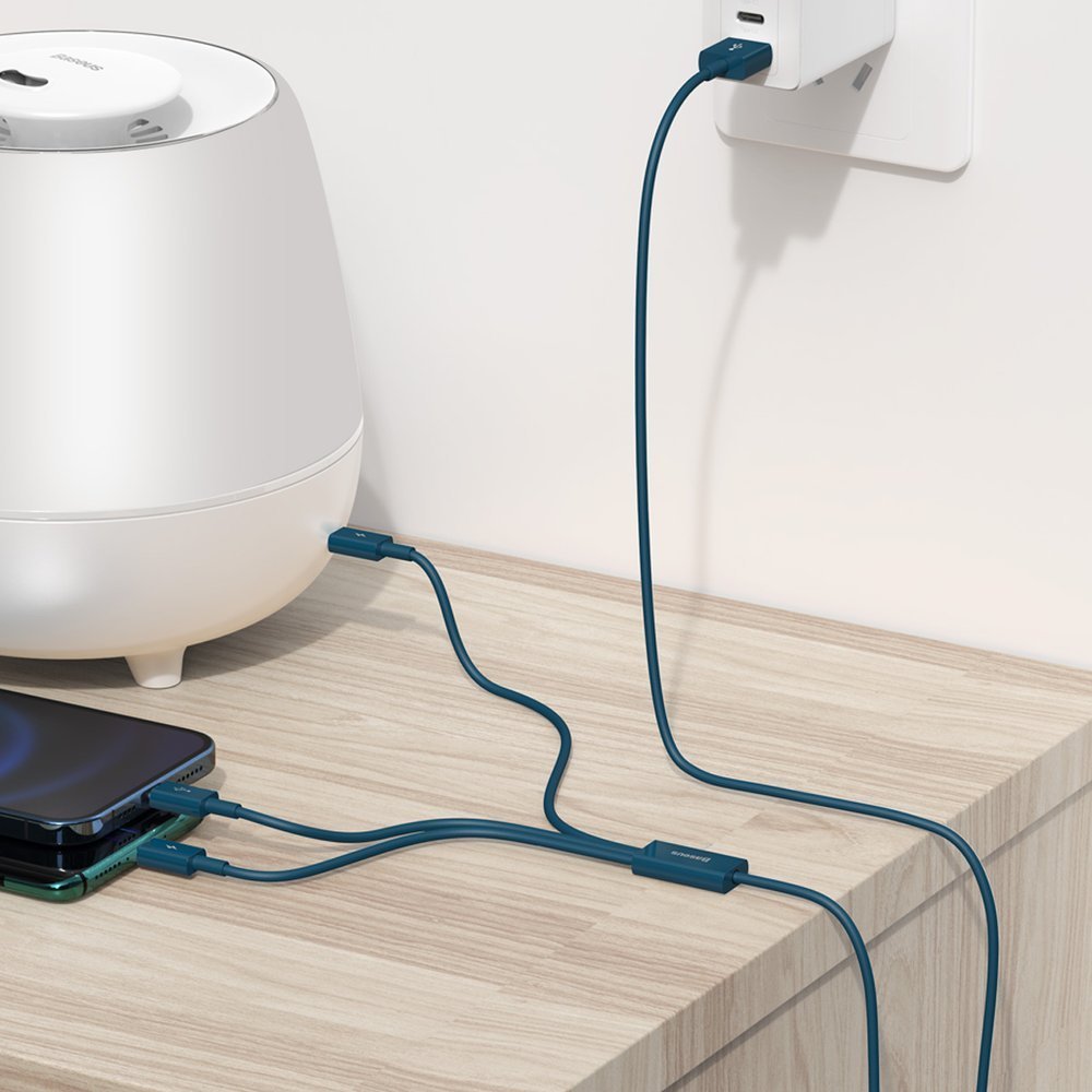 Kabel ładujący USB-A - Lightning / microUSB / USB-C Baseus Superior 3w1 Series, 20W, 1,5m, niebieski CAMLTYS-03