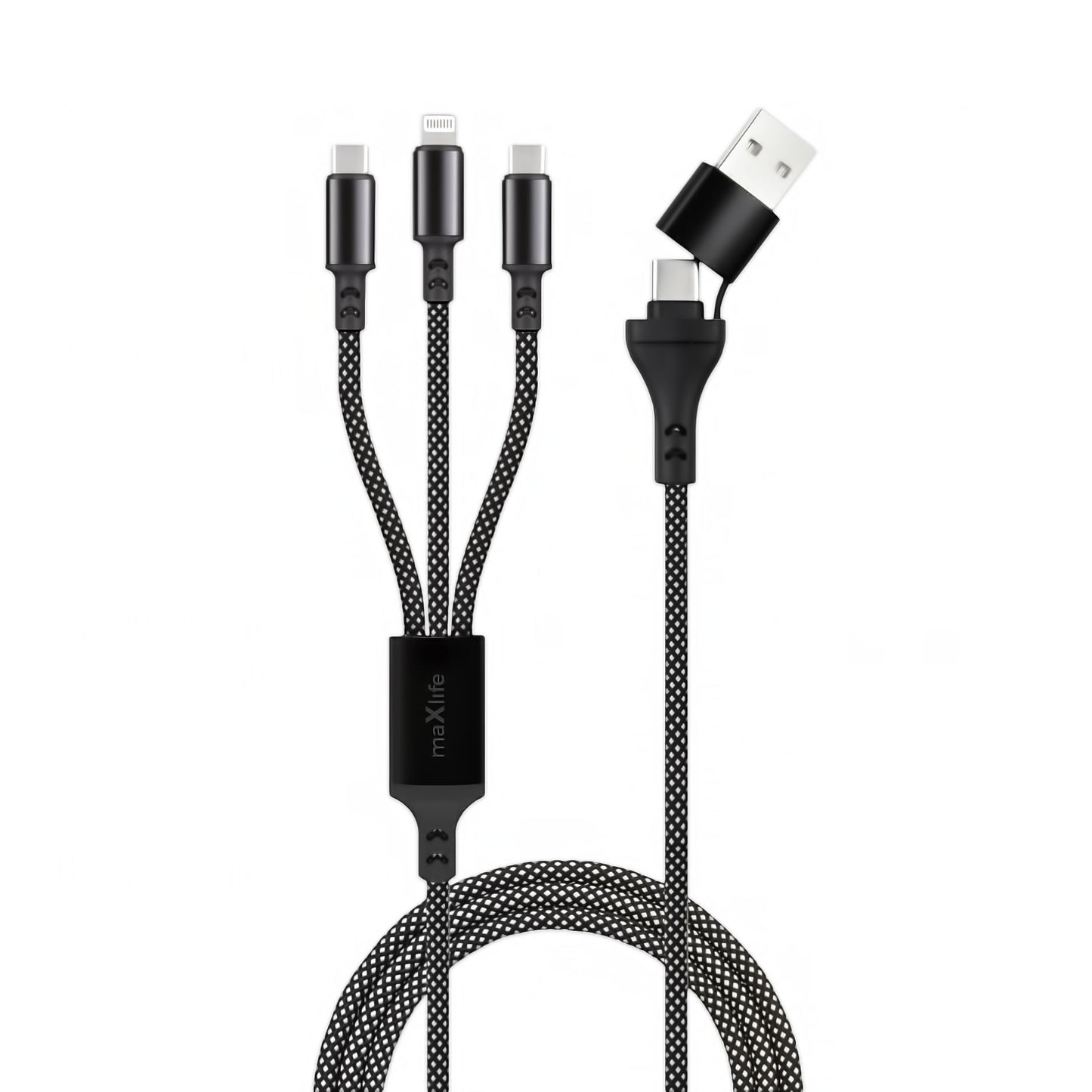 Kabel Ładowania USB-A / USB-C - Lightning / USB-C MaXlife 3w1, 66W, 1m, Czarny
