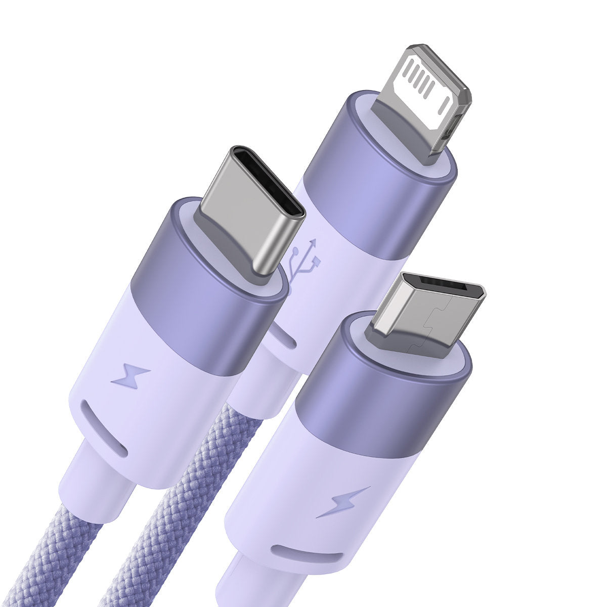 Kabel ładowania USB-A - Lightning / microUSB / USB-C Baseus StarSpeed 3w1, 20W, 1.2m, Fioletowy CAXS000005