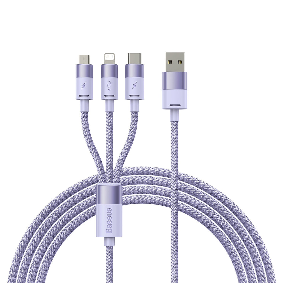 Kabel ładowania USB-A - Lightning / microUSB / USB-C Baseus StarSpeed 3w1, 20W, 1.2m, Fioletowy CAXS000005