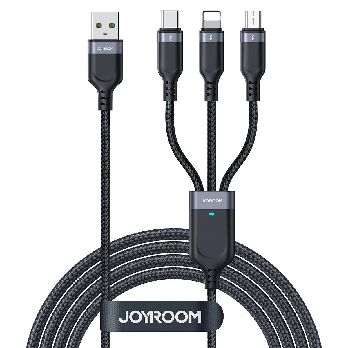 Kabel do ładowania USB-A - Lightning / microUSB / USB-C Joyroom S-A18 3w1, 20W, 1,2m, Czarny