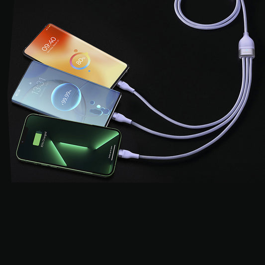 Kabel ładowania USB-A - Lightning / microUSB / USB-C Baseus Flash Series II 3w1, 66W, 1.2m, Fioletowy CASS040005