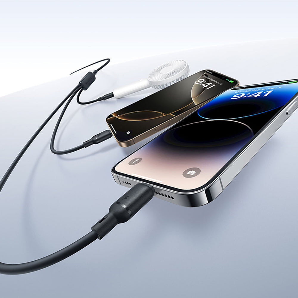 Kabel do ładowania USB-A - Lightning / microUSB / USB-C Baseus Silky 3w1, 100W, 1.5m, Czarny P10377705123-00