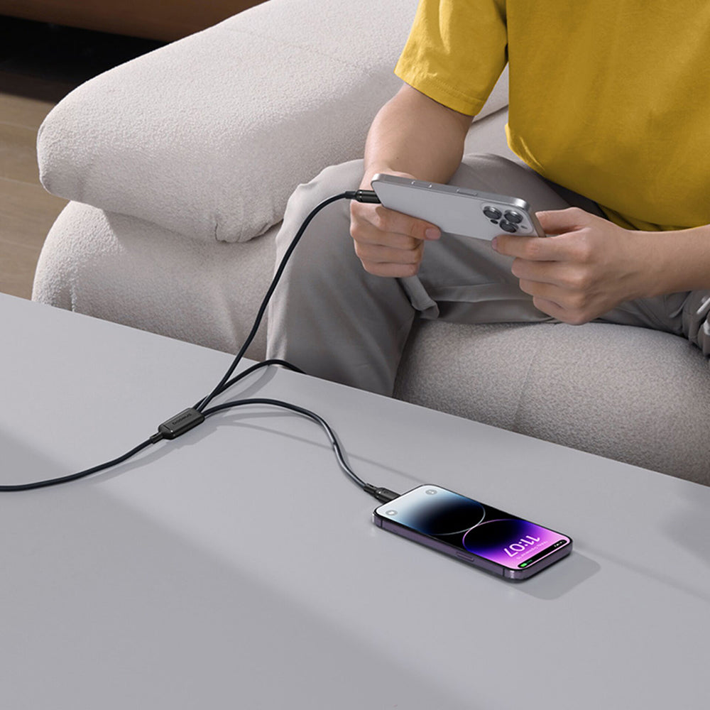 Kabel do ładowania USB-A - Lightning / microUSB / USB-C Baseus Silky 3w1, 100W, 1.5m, Czarny P10377705123-00