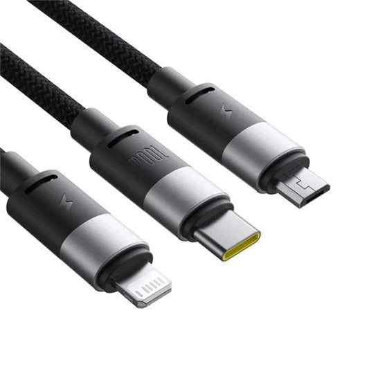 Kabel do ładowania USB-A - Lightning / microUSB / USB-C Baseus StarSpeed 3w1, 100W, 1.5m, Czarny P10319900111-01