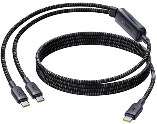 Kabel do ładowania USB-C - 2 x USB-C Baseus Flash 4 2w1, 140W, 1,5m, Czarny E0426X00
