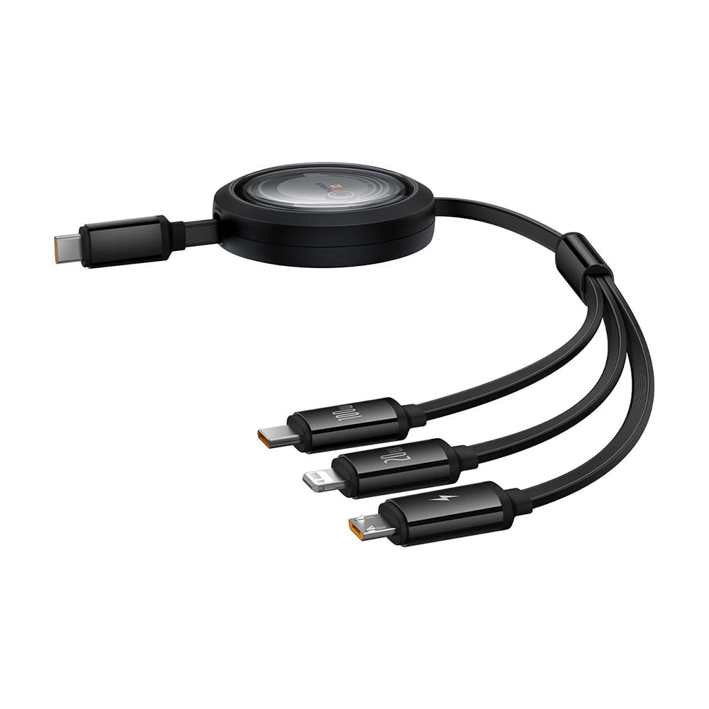 Kabel Ładowania USB-C - Lightning / microUSB / USB-C Baseus Free2Draw Retractable, 100W, 1.1m, Czarny P10368700111-04