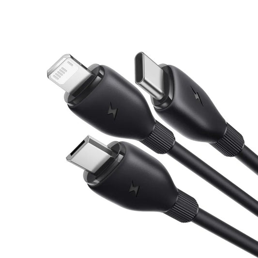 Kabel ładowania USB-C - Lightning / microUSB / USB-C Baseus Ultra Fast 3w1, 20W, 0,8m, Czarny P10377501111-00