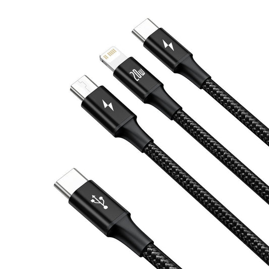 USB-C - Lightning / microUSB / USB-C Baseus Rapid 3w1, 20W, 1,5m, czarny CAMLT-SC01