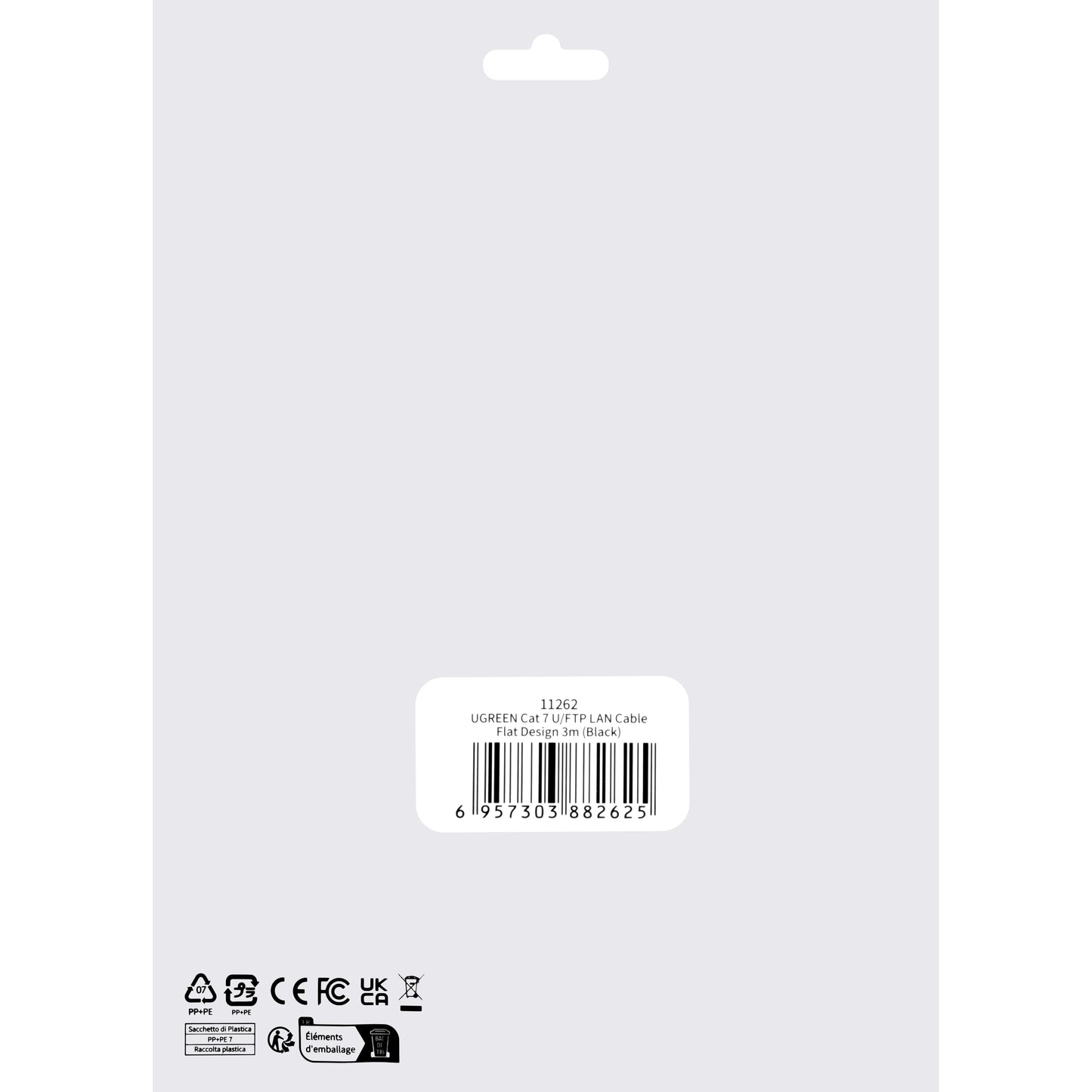 Kabel sieciowy UGREEN NW106 płaski, UTP, Cat7, 3m, czarny