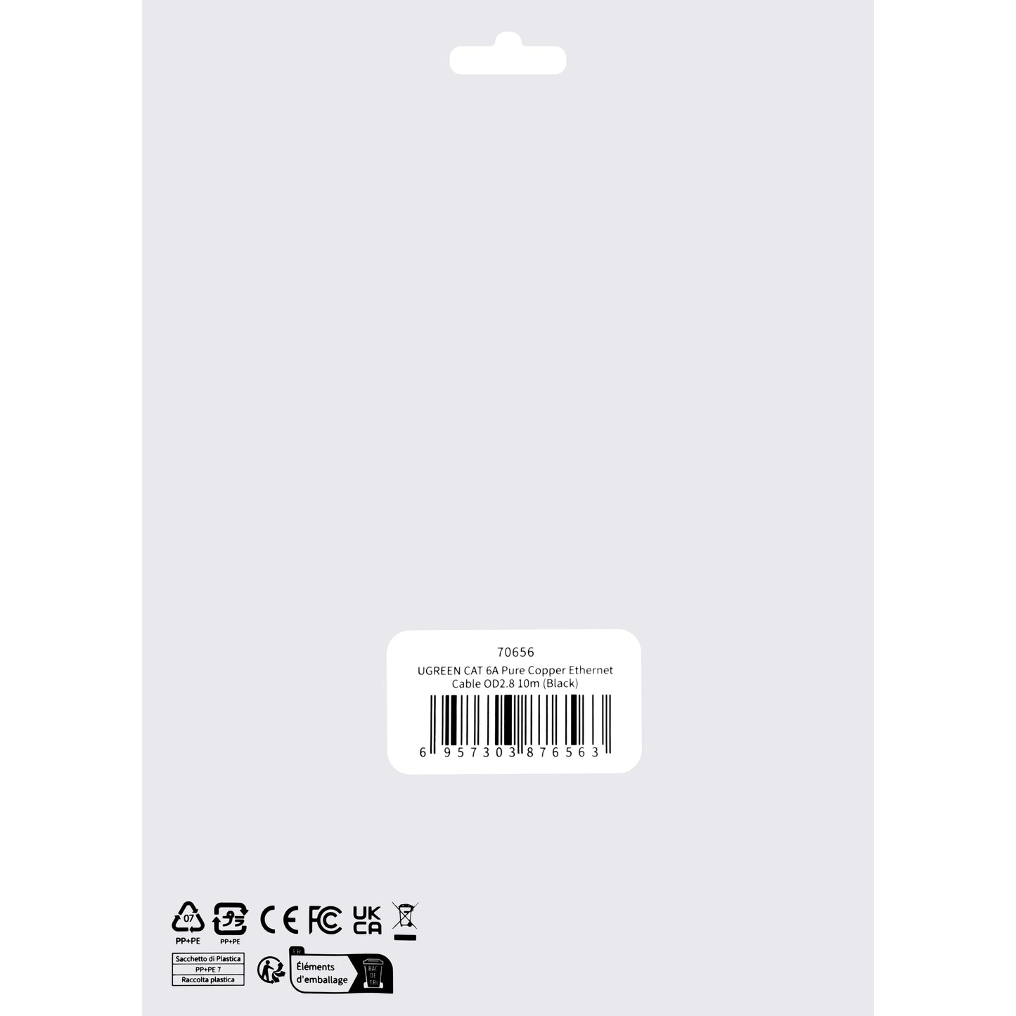 Kabel sieciowy UGREEN NW122, UTP, Cat6A, 10m, czarny