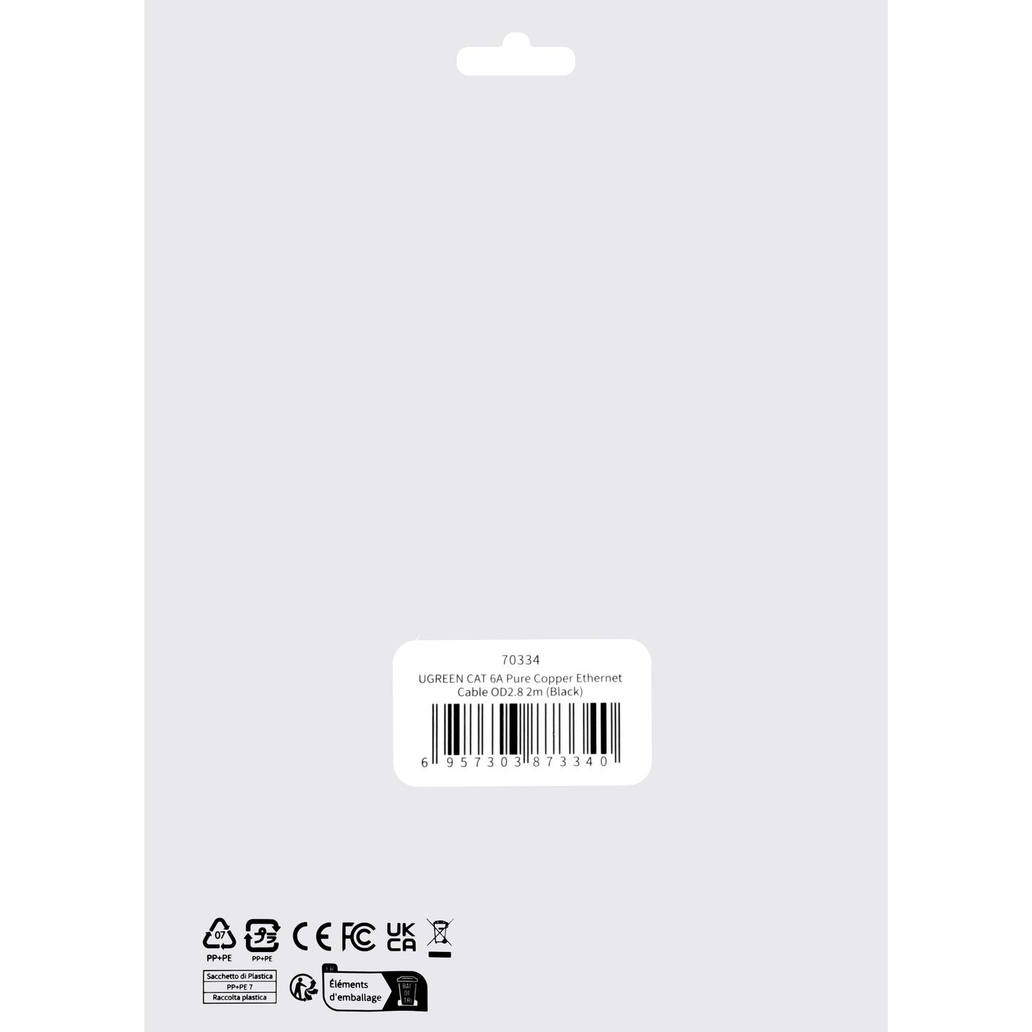 Kabel sieciowy UGREEN NW122, UTP, Cat6A, 2m, czarny