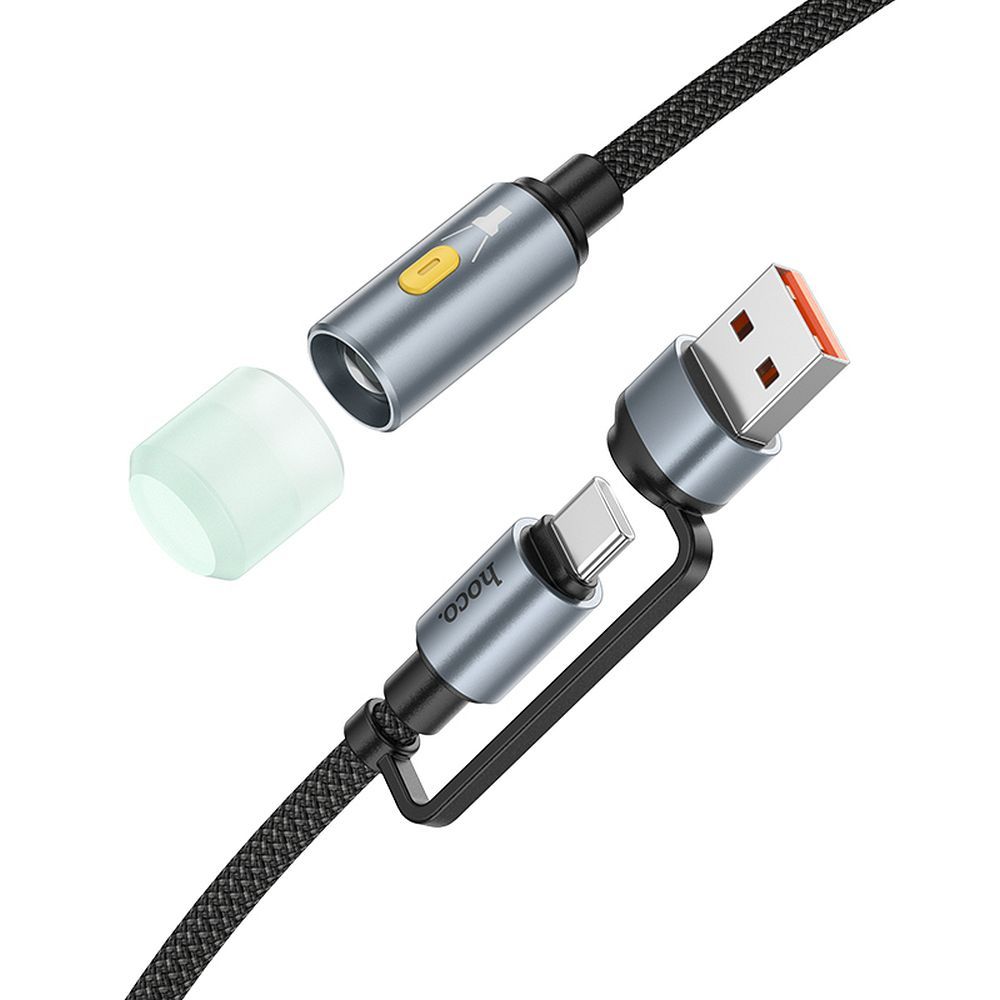 Kabel Led HOCO UA38C, USB-C / USB-A, 0,3m, Czarny