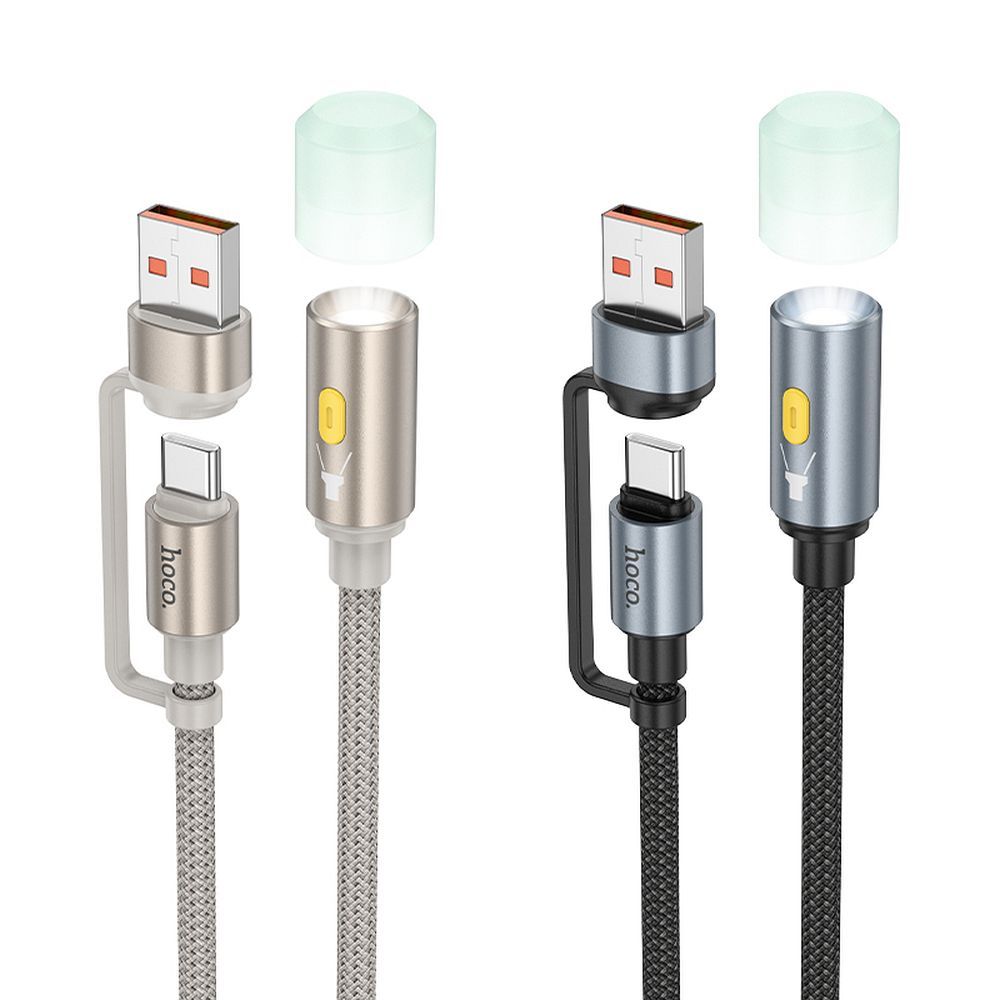 Kabel Led HOCO UA38C, USB-C / USB-A, 0,3m, Złoty