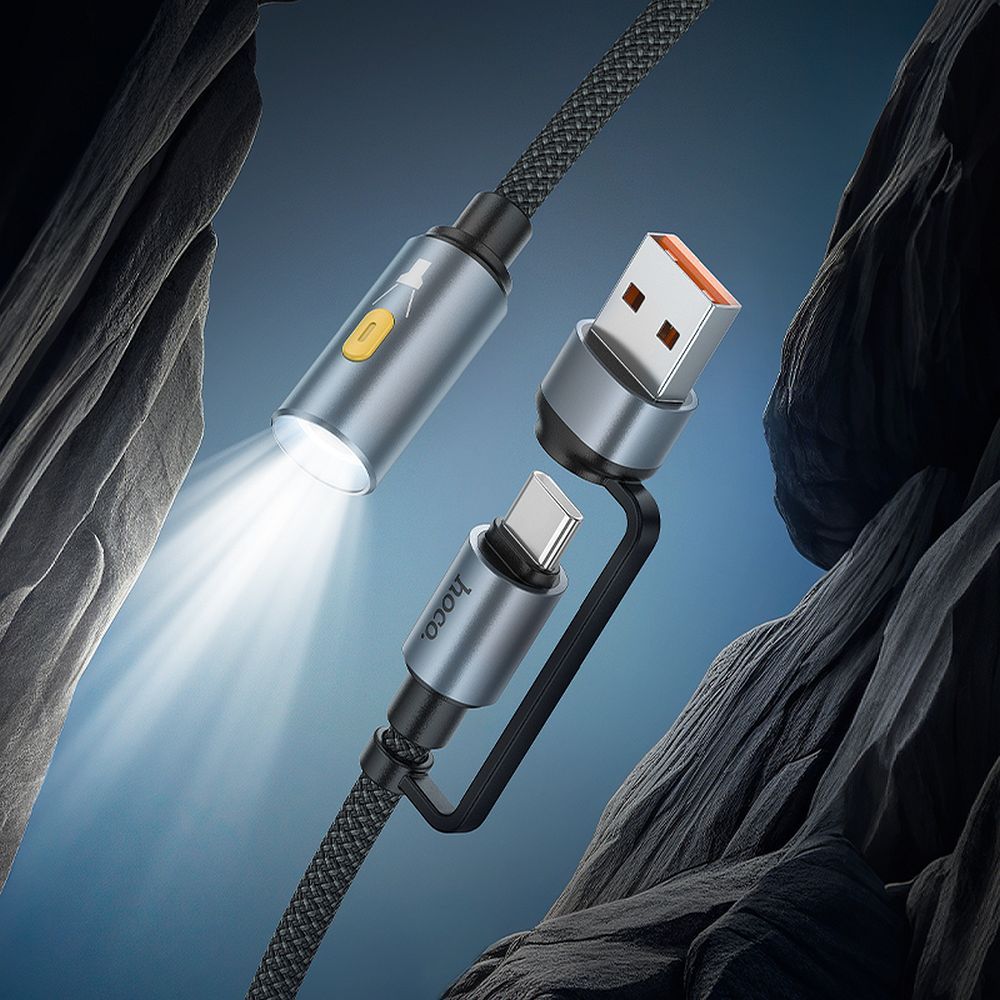 Kabel Led HOCO UA38C, USB-C / USB-A, 0,3m, Czarny