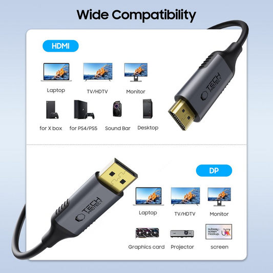 Kabel wideo Tech-Protect Ultraboost, DisplayPort - HDMI, 4K, 2m, Czarny
