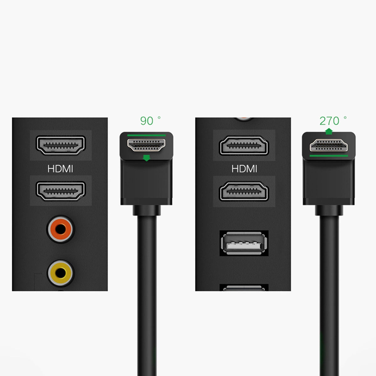 Kabel wideo UGREEN kątowy, HDMI - HDMI, 4K, 1m, czarny