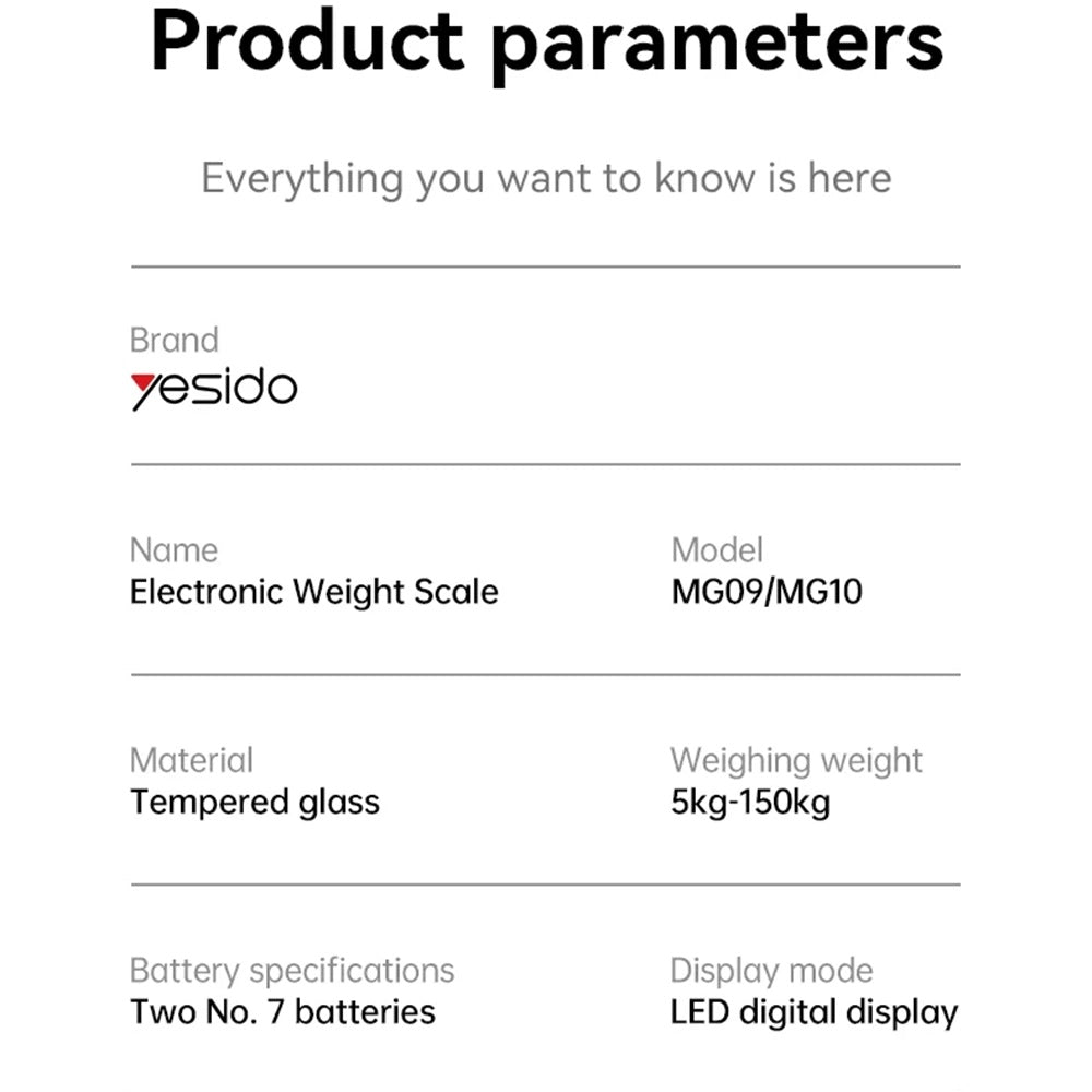 Waga cyfrowa Yesido MG09, Czarna