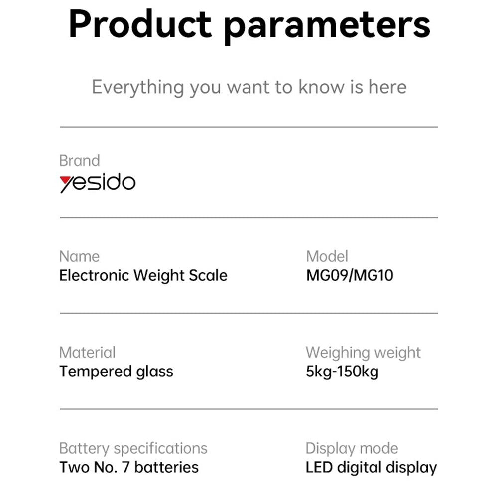 Waga cyfrowa Yesido MG10, Czarna