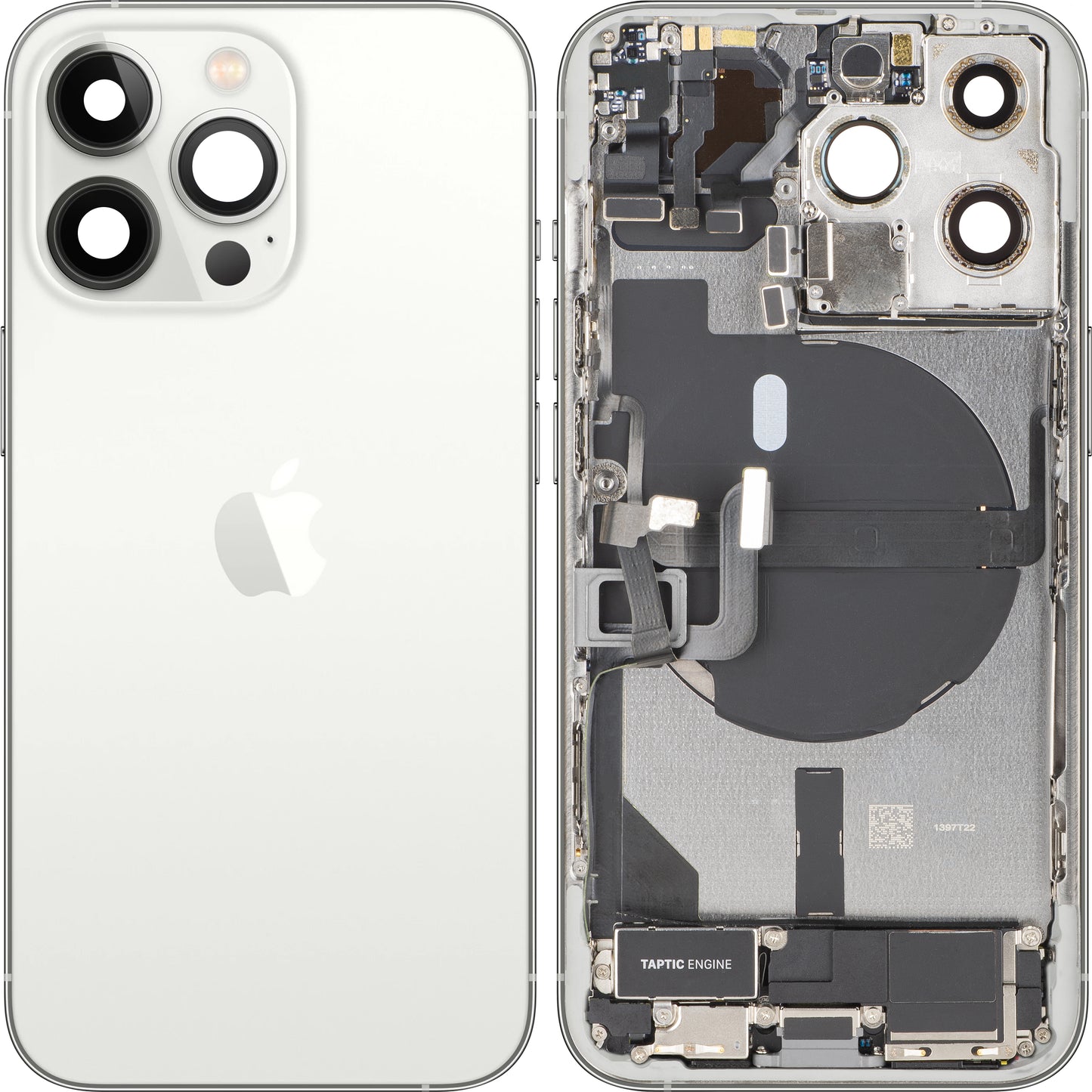 Apple iPhone 13 Pro Battery Cover, With Middle Frame, Full Parts, Silver, Swap