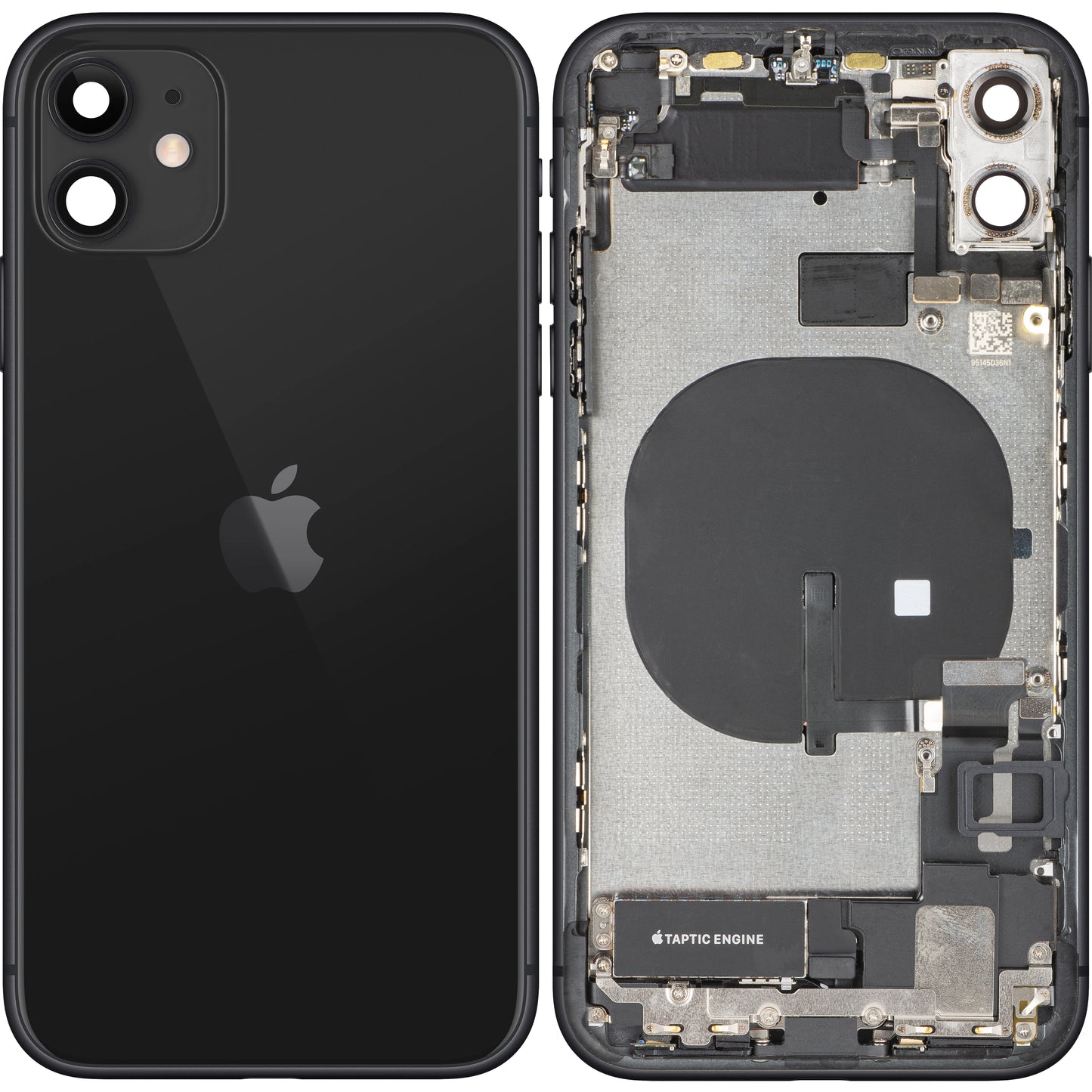Apple iPhone 11 Battery Cover, With Middle Frame, Full Parts, Black, Swap