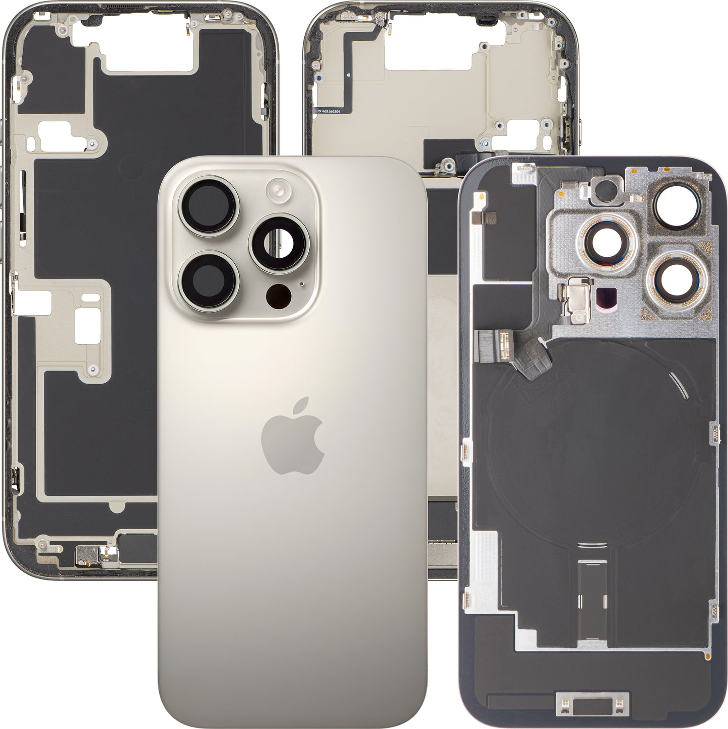 Apple iPhone 16 Pro Battery Cover, With Middle Frame, Full Parts, Beige (Natural Titanium), Swap