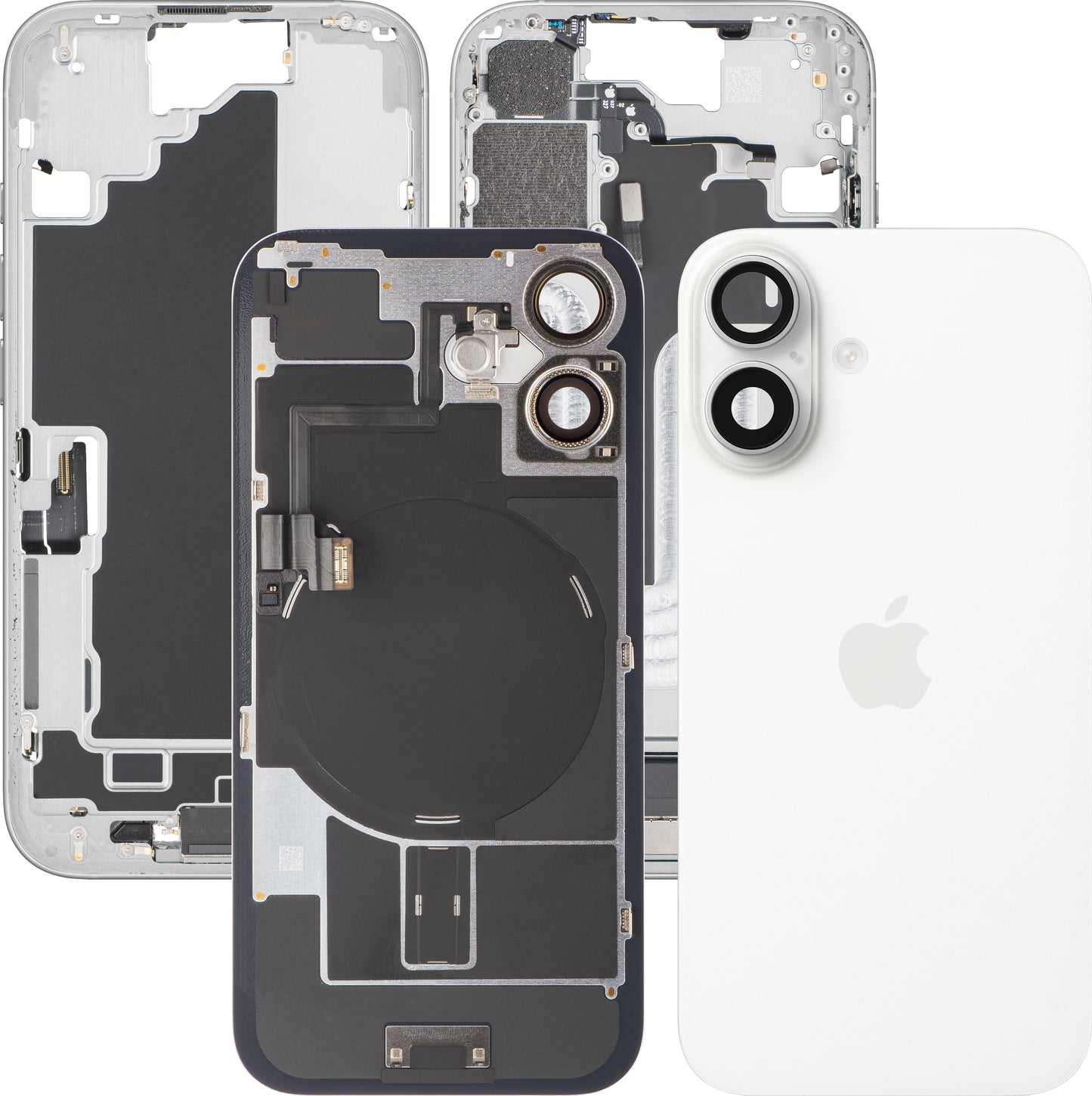 Obudowa Baterii Apple iPhone 16, Z Środkową Obudową, Pełne Części, Biały, Swap