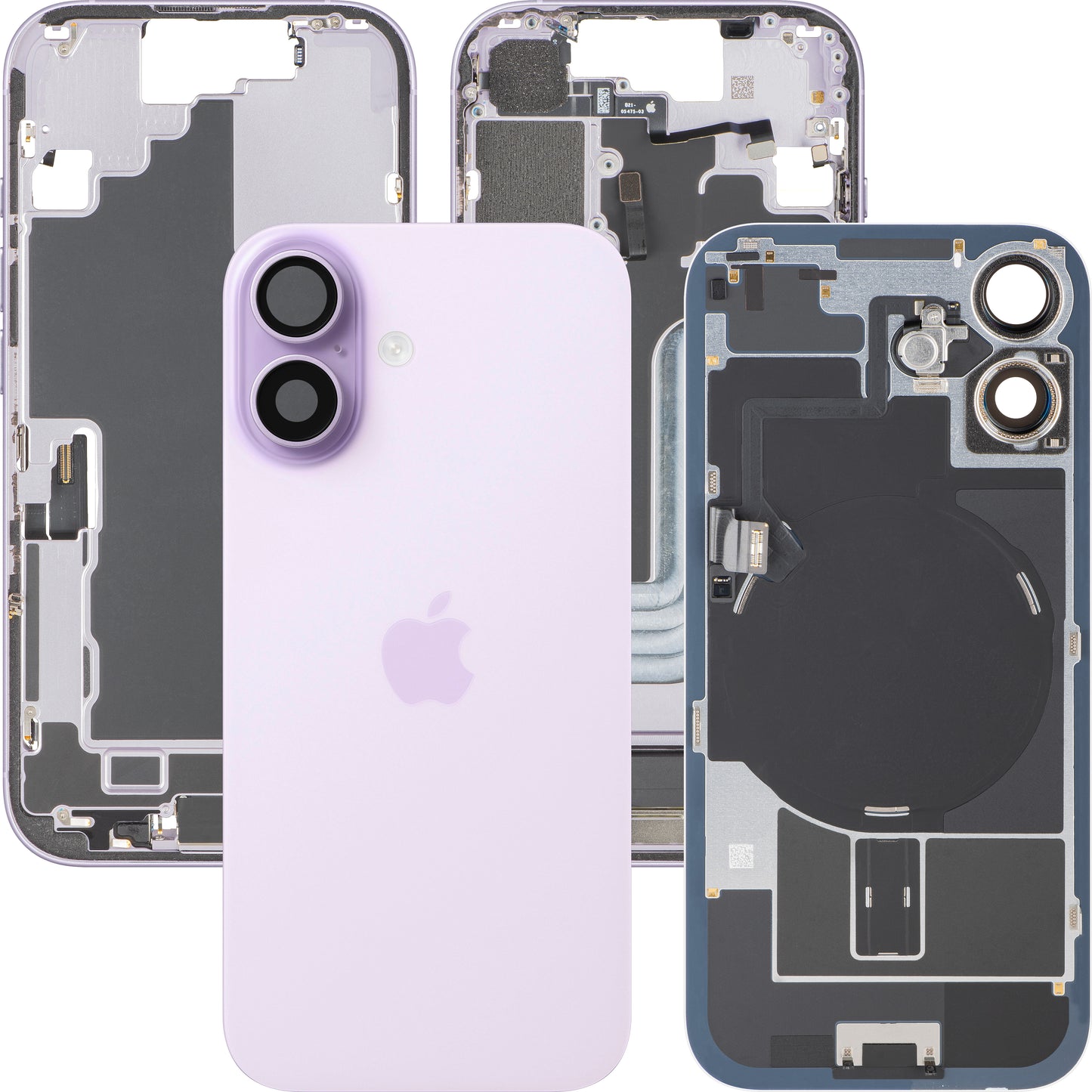 Apple iPhone 17 Battery Cover, With Middle Frame, Full Parts, Purple (Lavender), Swap