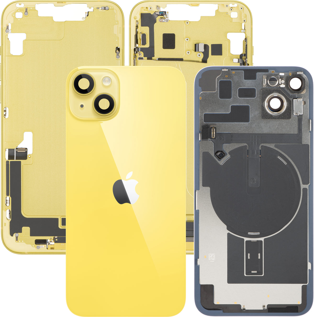 Apple iPhone 14 Plus Battery Cover, With Middle Case, Full Parts, Yellow, Premium Swap