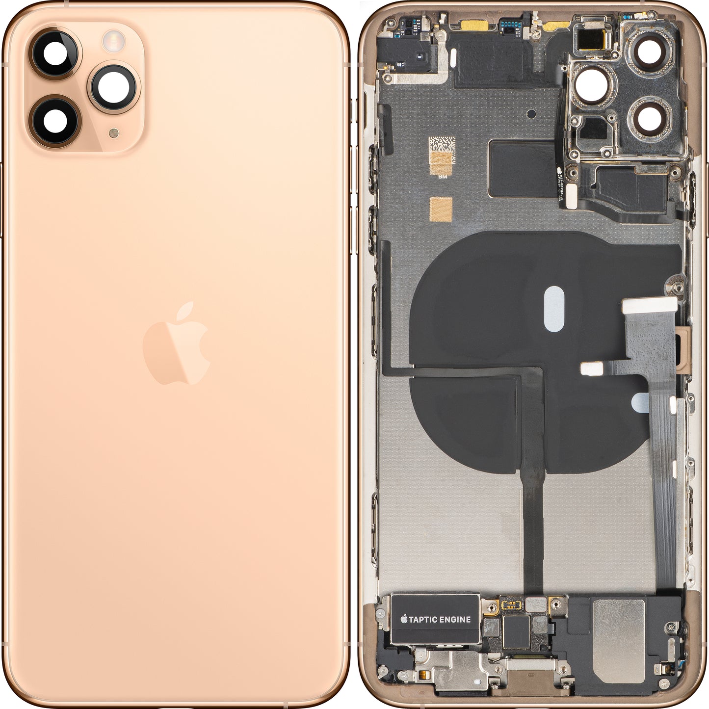 Pokrywa baterii Apple iPhone 11 Pro Max, z obudową środkową, pełne części, złota (matowe złoto), wymiana premium