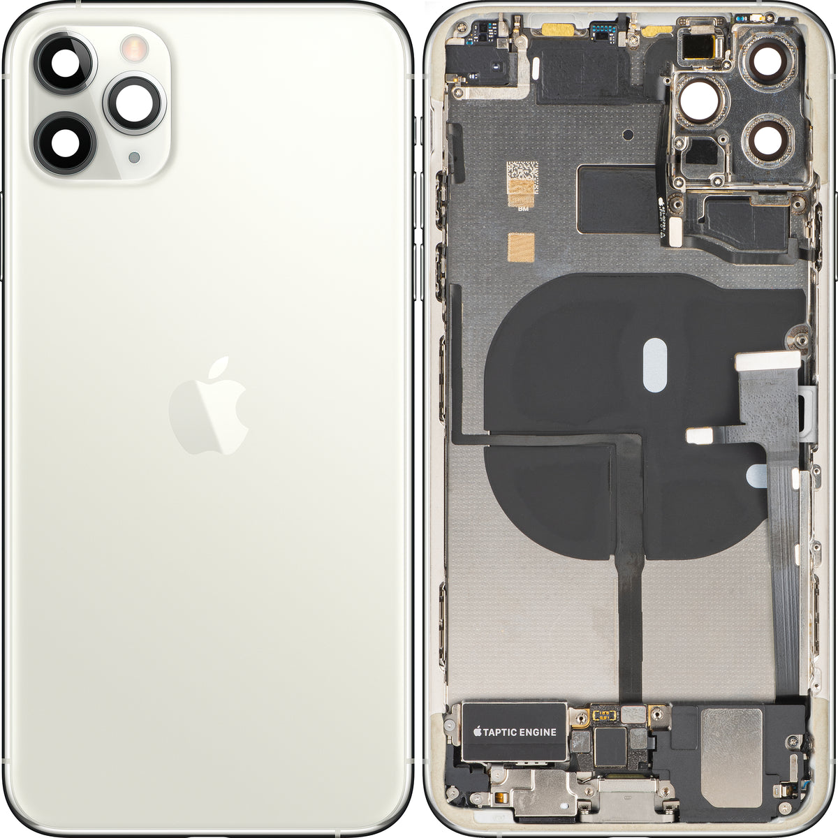 Pokrywa baterii Apple iPhone 11 Pro Max, z obudową środkową, pełne części, srebrny (matowy srebrny), wymiana premium