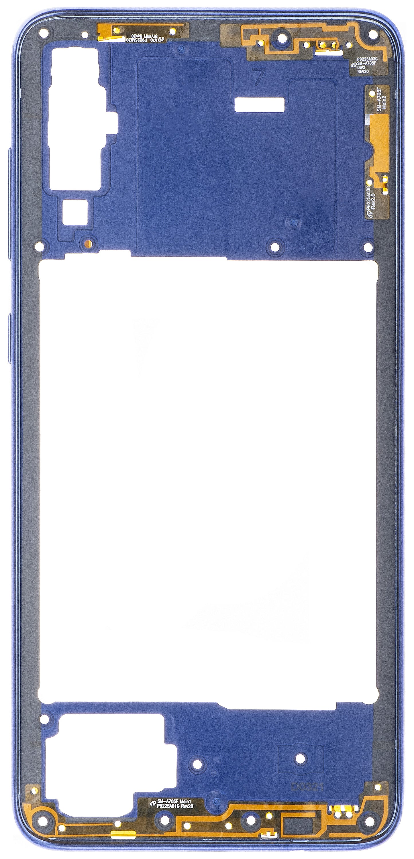 Środkowa obudowa Samsung Galaxy A70 A705, niebieska