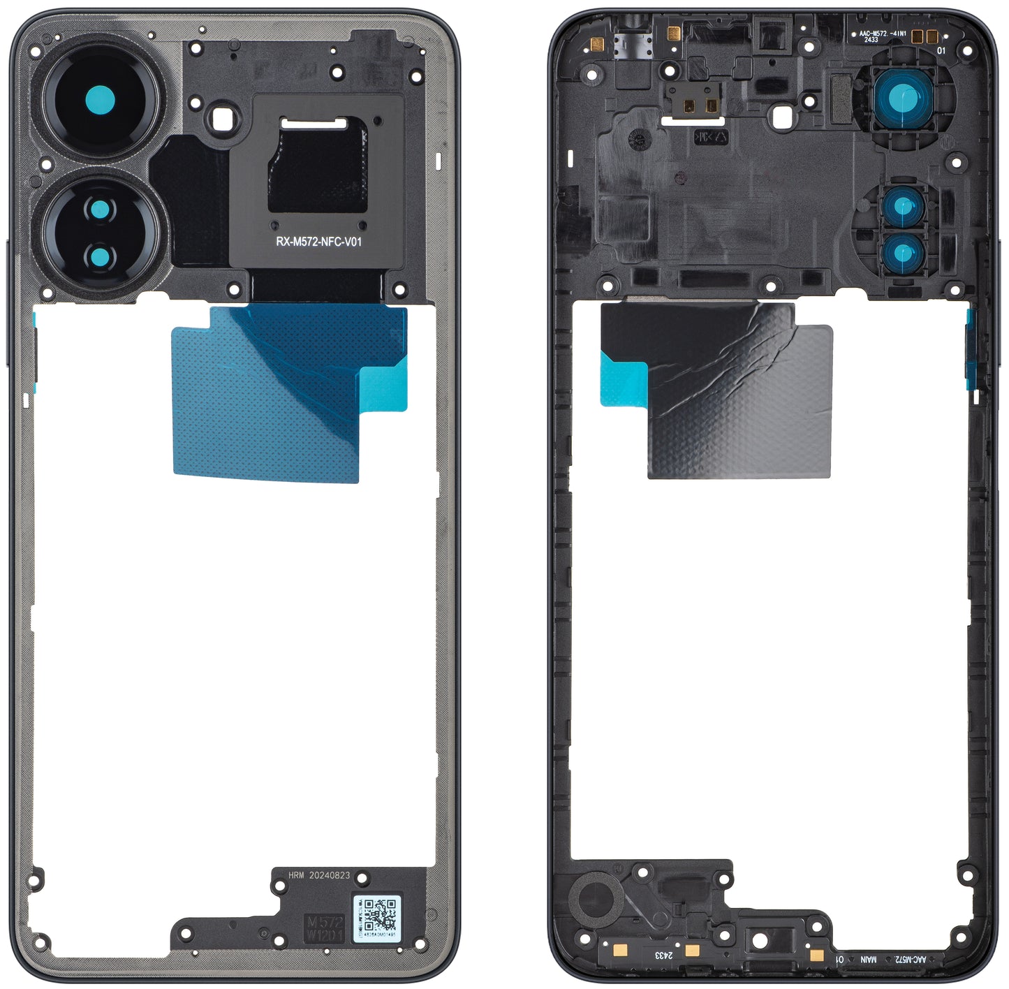 Obudowa środkowa Xiaomi Redmi 13C NFC / Poco C65, Czarna, Service Pack 560001C3UP00