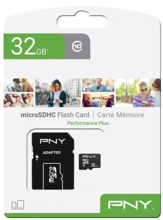 Karta pamięci microSDHC PNY Performance Plus, 32Gb, Klasa 10, Z adapterem P-SDU32G10PPL-GE